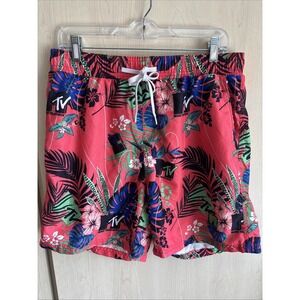 MTV 2017 Men's Swim Shorts Mesh Lined Elastic Waist‎ Two Side Pockets Size Large